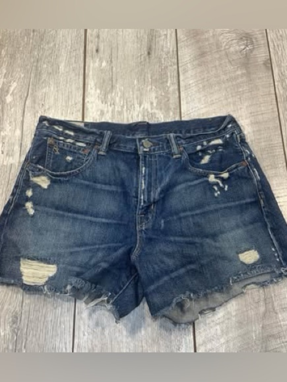 Polo Ralph Lauren distressed women’s jean shorts dark wash Size 29 chic frayed